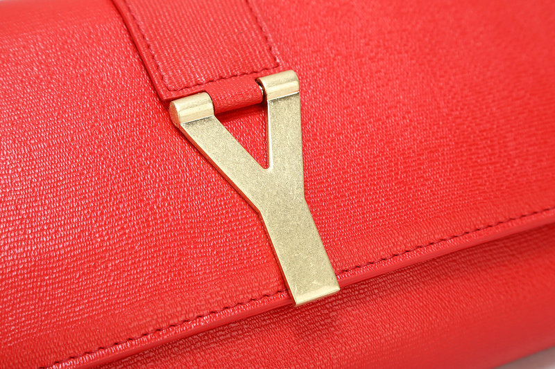 YSL belle de jour original saffiano leather clutch 30318 red
